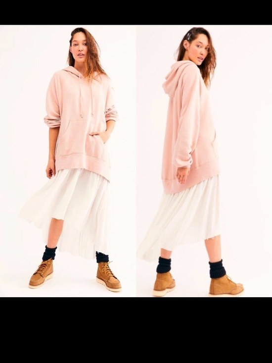 Free People Tops - Free People Blush Pink Oversized Hoodie Sweatshirt